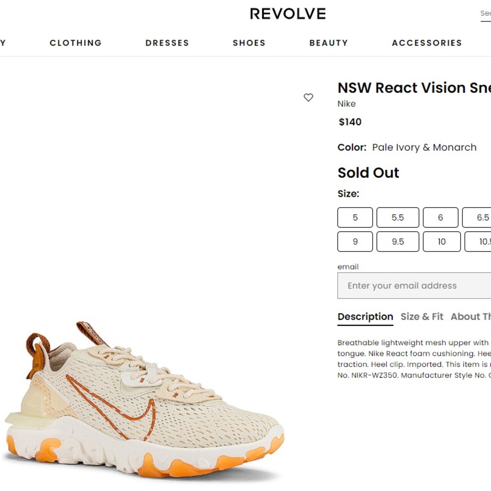 Nike NSW React Vision Sneaker in Pale Ivory & Monarch.
